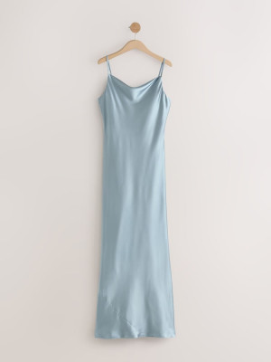 Rochie Midi cu Bretele din Satin